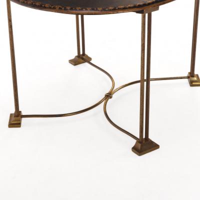 Toile Tray Top Table with Bronze Base C 1940