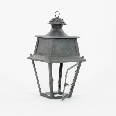 Tole Glass and Iron Lantern