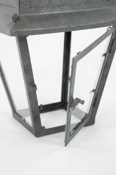 Tole Glass and Iron Lantern