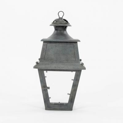 Tole Glass and Iron Lantern