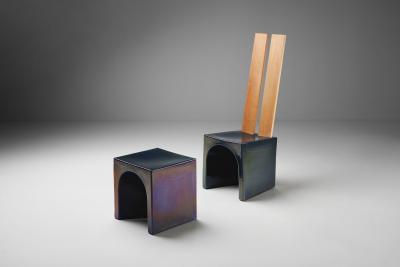Tom Bruinsma Tom Bruinsma Glazed Chair and Table for Mobach Ceramics Netherlands ca 1980s