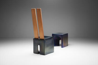 Tom Bruinsma Tom Bruinsma Glazed Chair and Table for Mobach Ceramics Netherlands ca 1980s