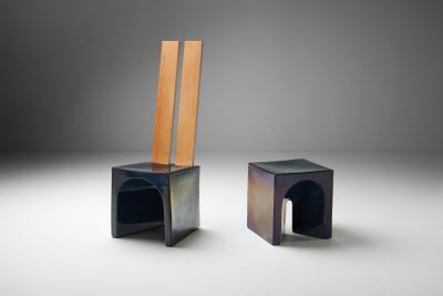 Tom Bruinsma Tom Bruinsma Glazed Chair and Table for Mobach Ceramics Netherlands ca 1980s
