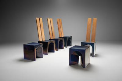 Tom Bruinsma Tom Bruinsma Glazed Chairs and Tables for Mobach Ceramics Netherlands ca 1980s