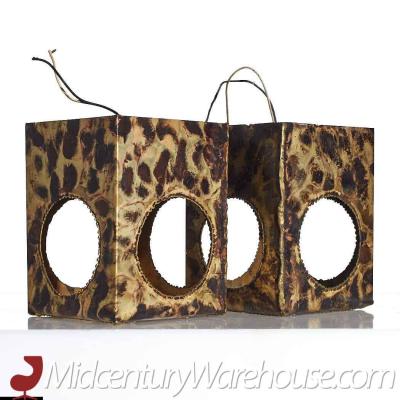 Tom Greene Tom Greene for Feldman Mid Century Brutalist Cube Ceiling Lights Pair