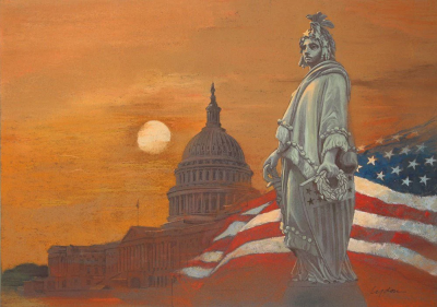 Tom Lydon Statue of Freedom by Tom Lydon Original Chalk on Paper 1991