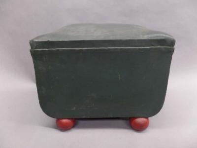 Tomaso Buzzi Pair of Italian Early Modern Stools or Ottomans with Red Ball Feet