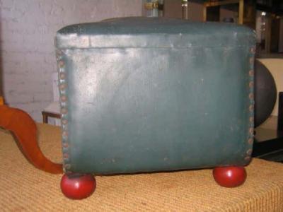 Tomaso Buzzi Pair of Italian Early Modern Stools or Ottomans with Red Ball Feet