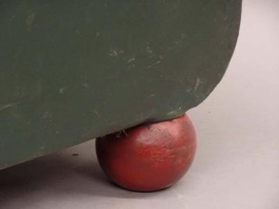 Tomaso Buzzi Pair of Italian Early Modern Stools or Ottomans with Red Ball Feet