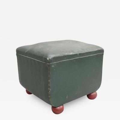Tomaso Buzzi Pair of Italian Early Modern Stools or Ottomans with Red Ball Feet