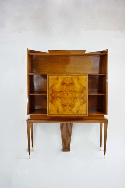 Tomaso Buzzi Tomaso Buzzi and Emilio Lancia attr bookcase cabinet veneered root walnut 1940