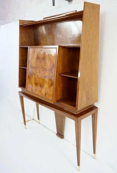 Tomaso Buzzi Tomaso Buzzi and Emilio Lancia attr bookcase cabinet veneered root walnut 1940