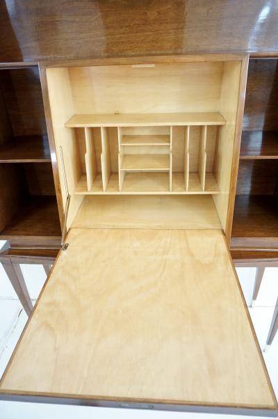 Tomaso Buzzi Tomaso Buzzi and Emilio Lancia attr bookcase cabinet veneered root walnut 1940