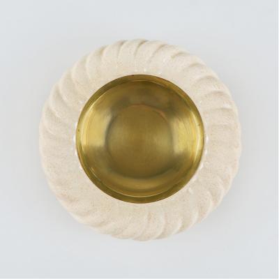 Tomasso Barbi Italian 1970s ceramic and brass pocket vide poche cathall Signed Tomasso Barbi