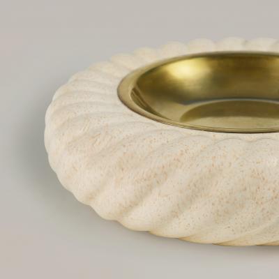 Tomasso Barbi Italian 1970s ceramic and brass pocket vide poche cathall Signed Tomasso Barbi