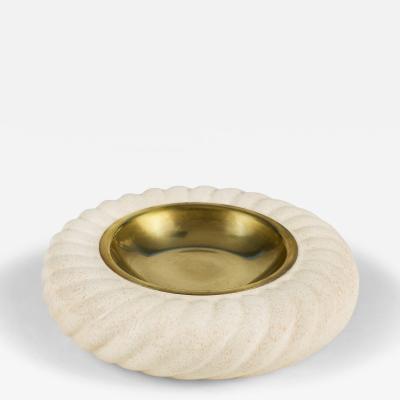 Tomasso Barbi Italian 1970s ceramic and brass pocket vide poche cathall Signed Tomasso Barbi