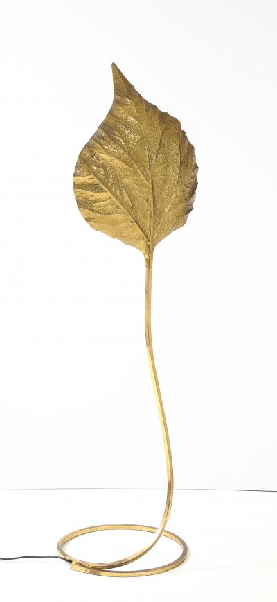 Tomasso Barbi Italian Rabarbaro Brass Leaf Floor Lamp Bottega Gadda 1970s