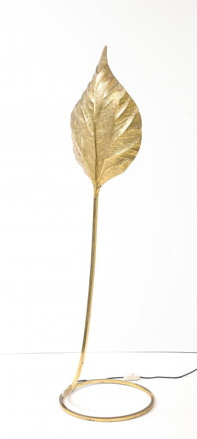 Tomasso Barbi Italian Rabarbaro Brass Leaf Floor Lamp Bottega Gadda 1970s