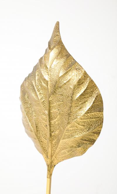 Tomasso Barbi Italian Rabarbaro Brass Leaf Floor Lamp Bottega Gadda 1970s