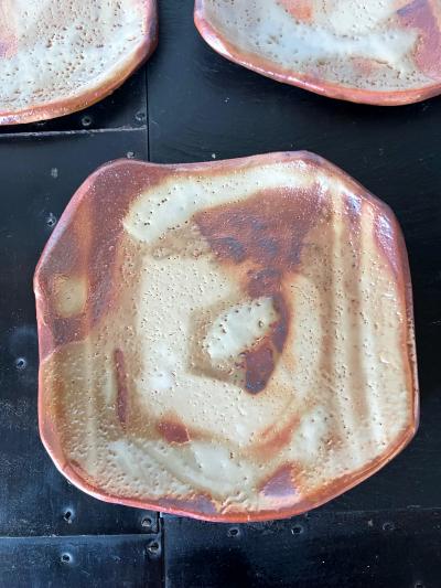 Tomio Suzuki Set of Five Yohen Kin Shino Ceramic Plates by Suzuki Tomio