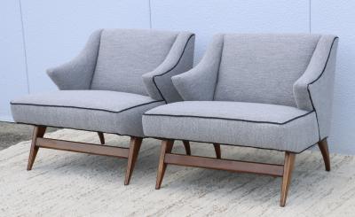 Tomlinson Furniture Co 1960s Mid Century Modern Fruitwood Base Lounge Chairs