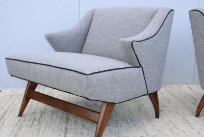 Tomlinson Furniture Co 1960s Mid Century Modern Fruitwood Base Lounge Chairs