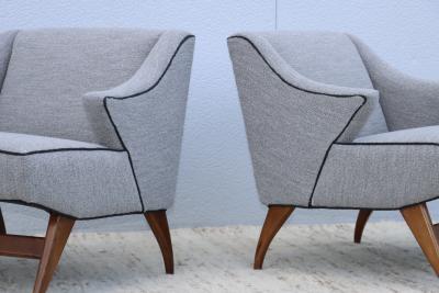 Tomlinson Furniture Co 1960s Mid Century Modern Fruitwood Base Lounge Chairs