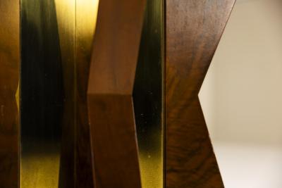 Tommaso Barbi Dining Table with Round Glass Top attributed to Tommaso Barbi Italy 1970s