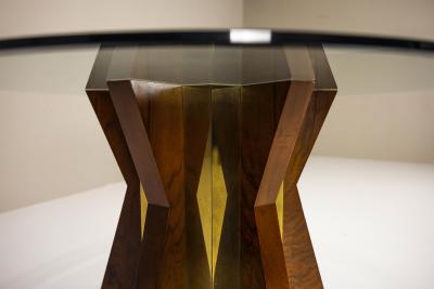 Tommaso Barbi Dining Table with Round Glass Top attributed to Tommaso Barbi Italy 1970s