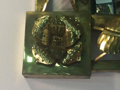 Tommaso Barbi HAND FORMED BRASS LEAF AND FLOWER MODERN MIRROR