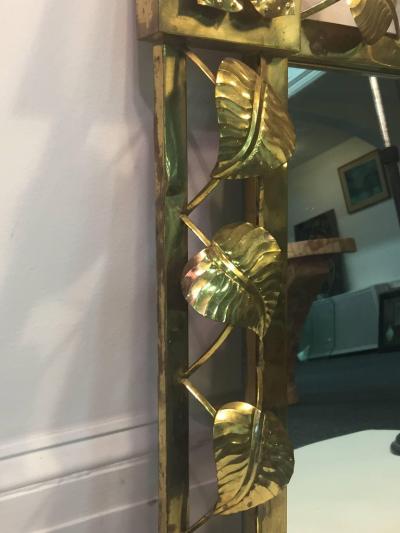 Tommaso Barbi HAND FORMED BRASS LEAF AND FLOWER MODERN MIRROR