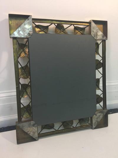 Tommaso Barbi HAND FORMED BRASS LEAF AND FLOWER MODERN MIRROR