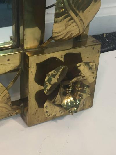 Tommaso Barbi HAND FORMED BRASS LEAF AND FLOWER MODERN MIRROR
