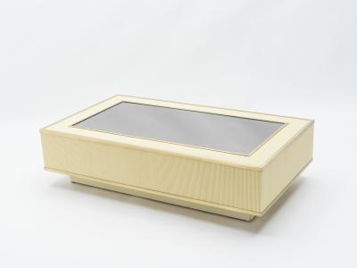 Tommaso Barbi Italian Tommaso Barbi faux bamboo brass mirrored coffee table 1970s