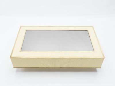 Tommaso Barbi Italian Tommaso Barbi faux bamboo brass mirrored coffee table 1970s