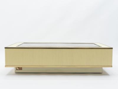 Tommaso Barbi Italian Tommaso Barbi faux bamboo brass mirrored coffee table 1970s