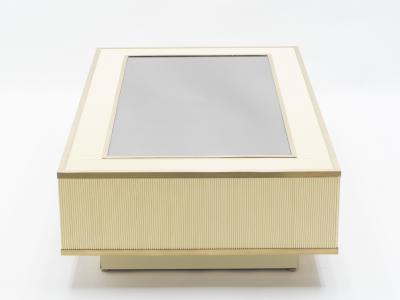 Tommaso Barbi Italian Tommaso Barbi faux bamboo brass mirrored coffee table 1970s