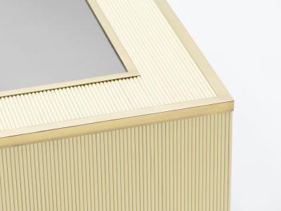 Tommaso Barbi Italian Tommaso Barbi faux bamboo brass mirrored coffee table 1970s
