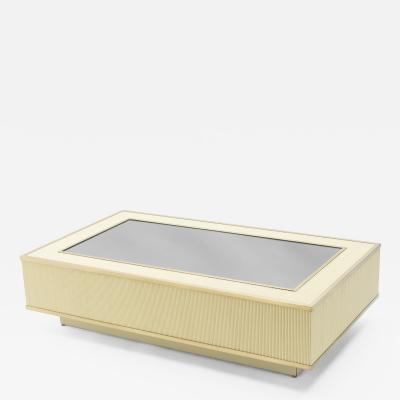 Tommaso Barbi Italian Tommaso Barbi faux bamboo brass mirrored coffee table 1970s