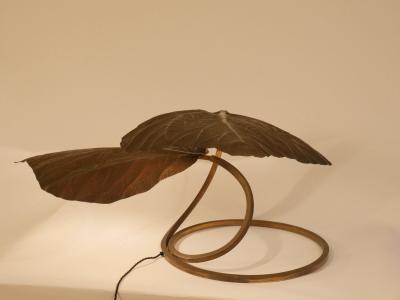 Tommaso Barbi Original 1970s Tommaso Barbi for Bottega Gadda two leaf rhubarb table light