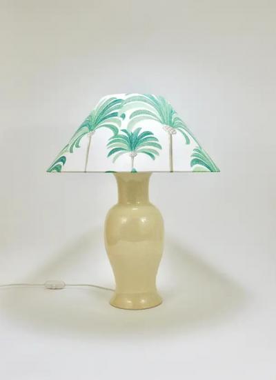 Tommaso Barbi Pair Tommaso Barbi Riviera Palm Tree 1970s Table Lamps With Matching Pillows