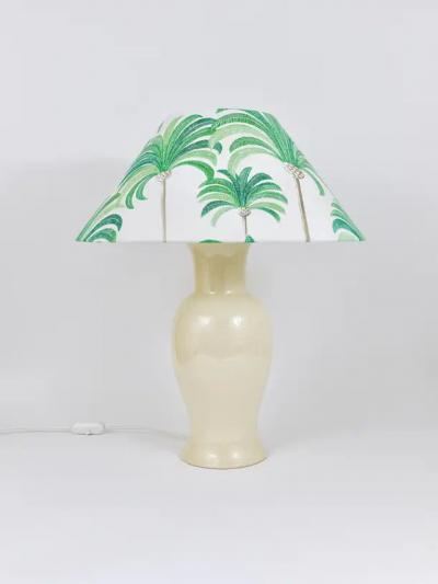 Tommaso Barbi Pair Tommaso Barbi Riviera Palm Tree 1970s Table Lamps With Matching Pillows