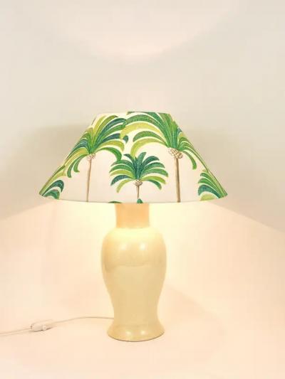 Tommaso Barbi Pair Tommaso Barbi Riviera Palm Tree 1970s Table Lamps With Matching Pillows