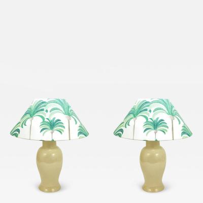 Tommaso Barbi Pair Tommaso Barbi Riviera Palm Tree 1970s Table Lamps With Matching Pillows