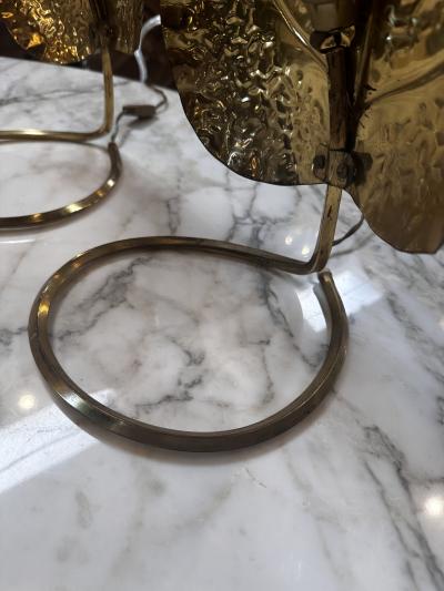 Tommaso Barbi Pair of 2 Tommaso Barbi Foglia Table Lamps 1970s