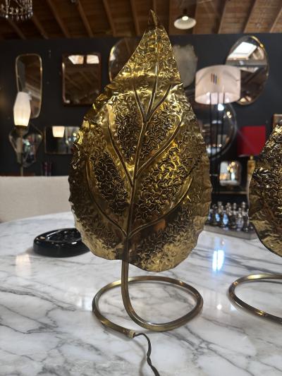 Tommaso Barbi Pair of 2 Tommaso Barbi Foglia Table Lamps 1970s