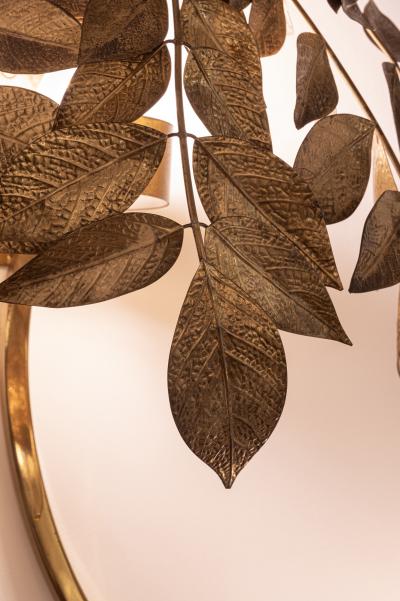 Tommaso Barbi Pair of Brass Leaf Appliques by Tommaso Barbi for Bottega Gadda Italy c 1970