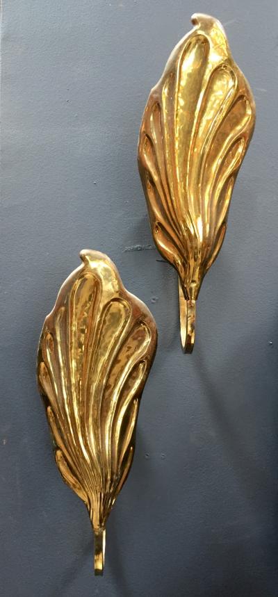 Tommaso Barbi Pair of Italian 20th Century Sconces in Brass by Tommaso Barbi