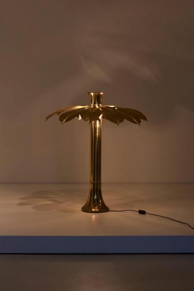 Tommaso Barbi Rare and Impressive Brass Rhaburb Floor Lamp by Tommaso Barbi