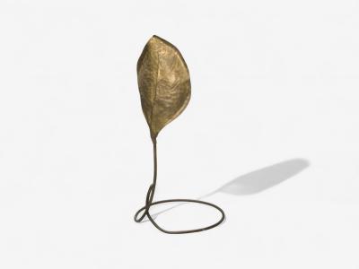 Tommaso Barbi Tomasso Barbi Patinated Brass Ginko Leaf Floor Lamp Italy 1970s